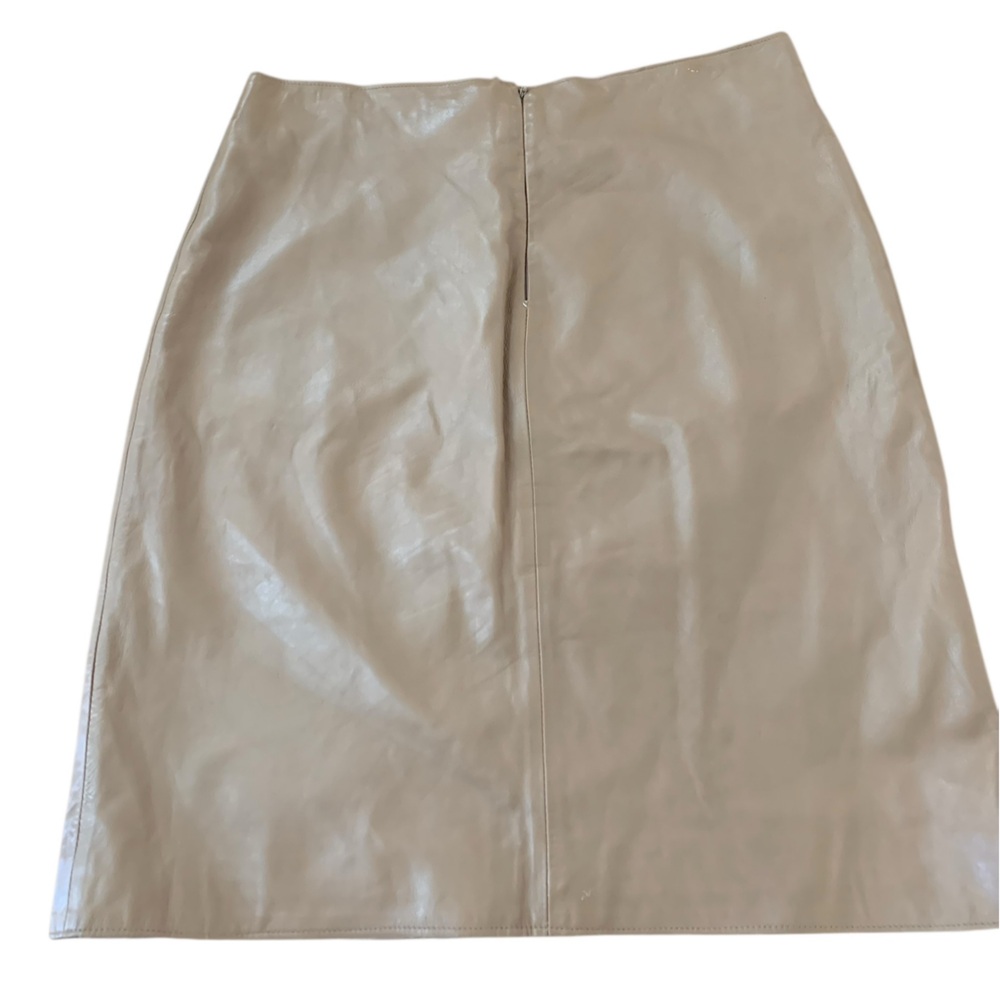 Arden B Tan Pencil Vintage Leather Skirt Knee-length